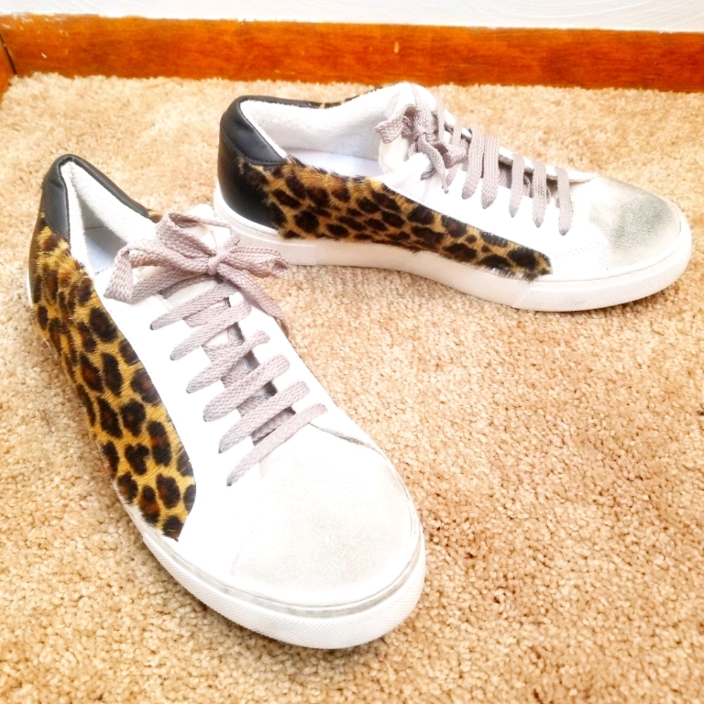 Steve Madden cow hair leopard print sneakers 10